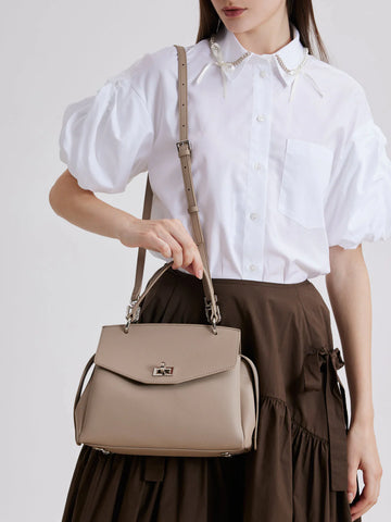 PAZZION, Diana Top Handle Bag, Almond